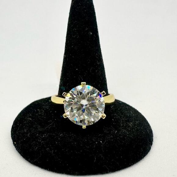 Moissanite Diamond, Yellow Gold 5 Ct Engagement Ring GRA Wedding Size 9 - Picture 4 of 10